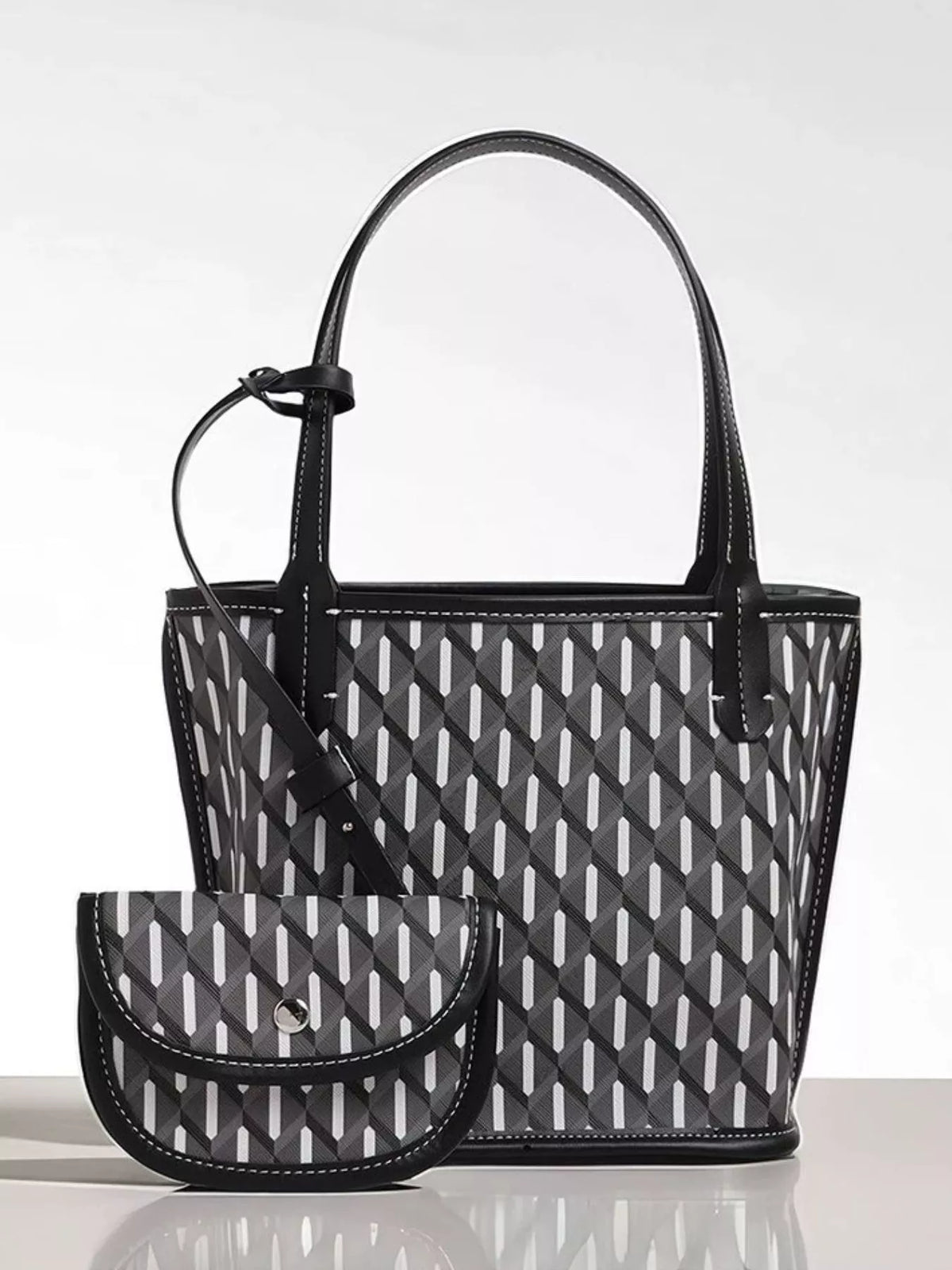 Geometric Handbag with Detachable Purse