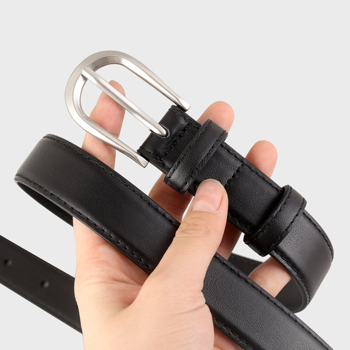 Classic Leather Belt with Silver Buckle - Lilixa.store