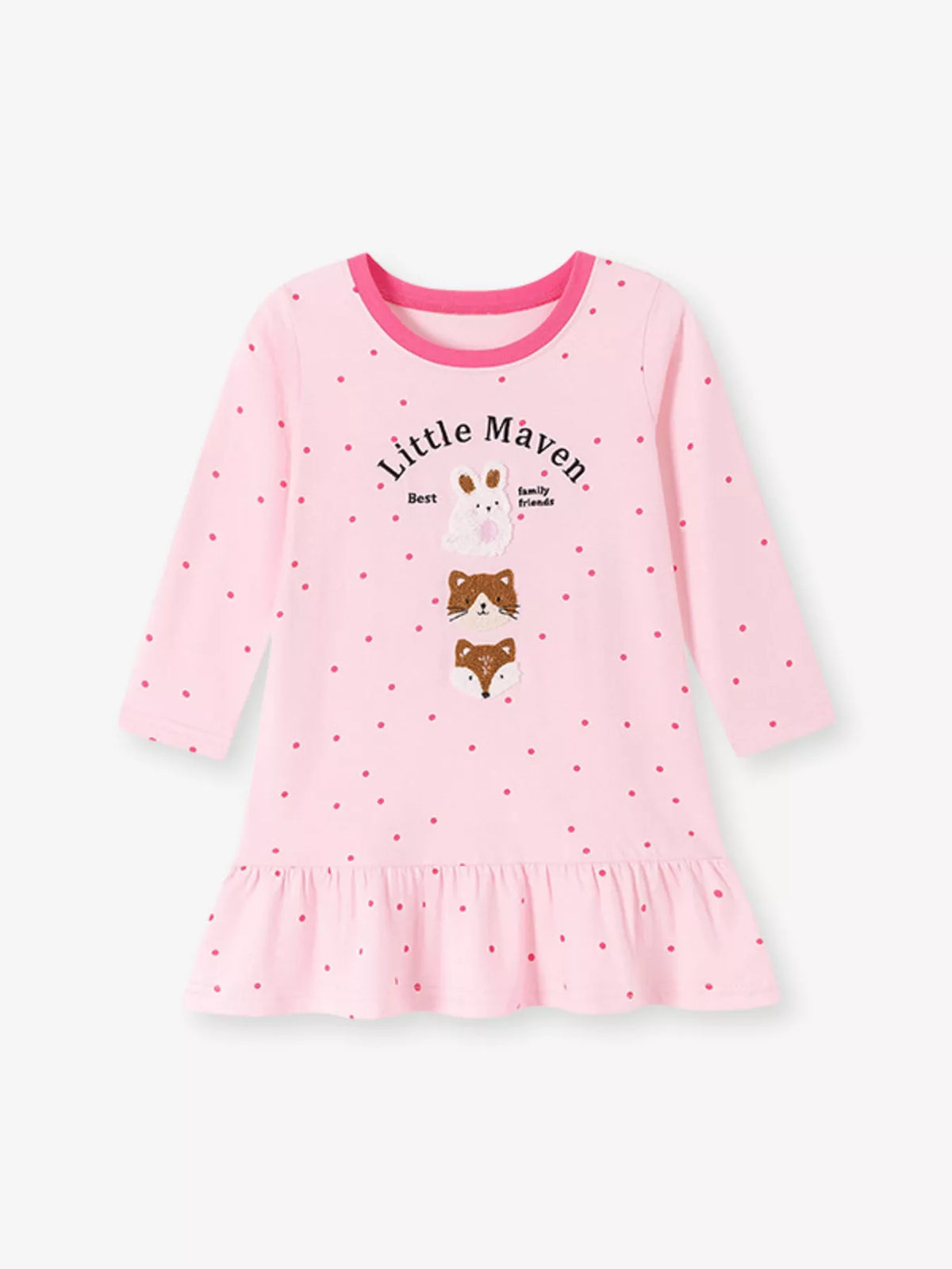 Children's Animal Long-Sleeve Ruffle Hem Dress - Lilixa.store