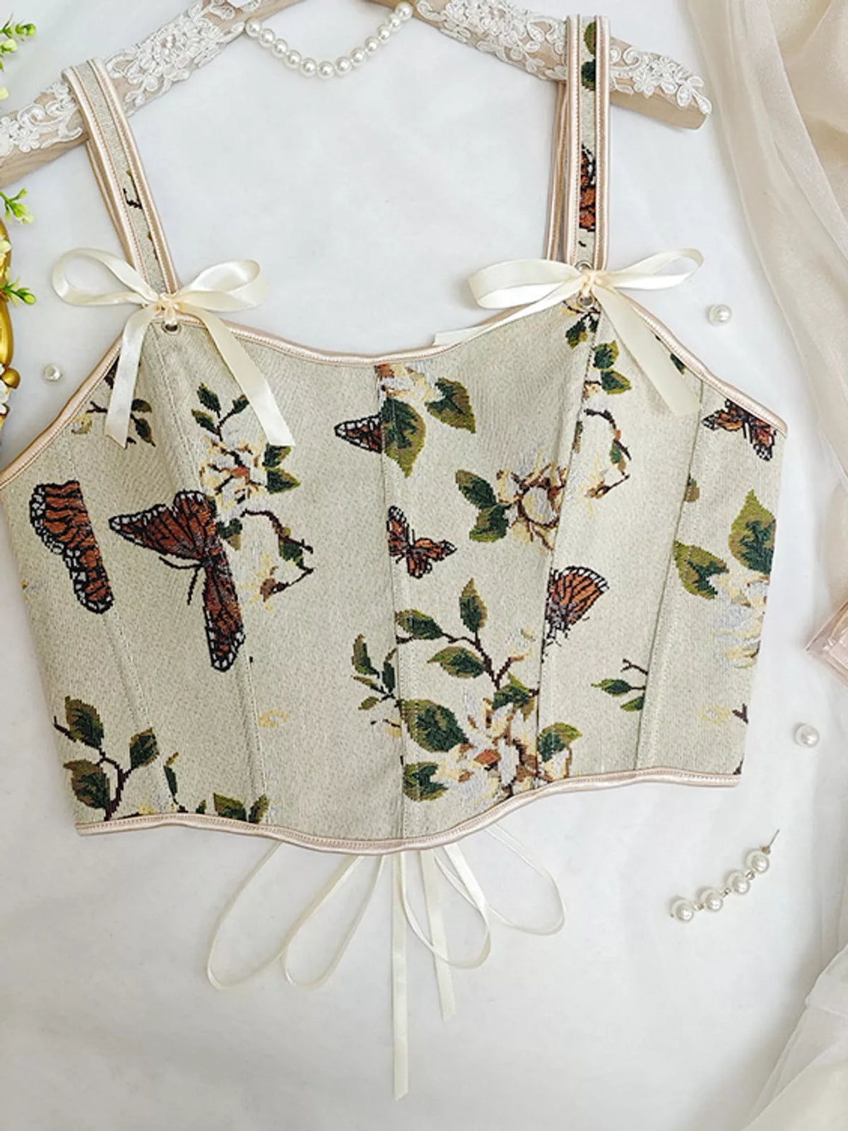 Floral Lace Up Back Tank, view 10
