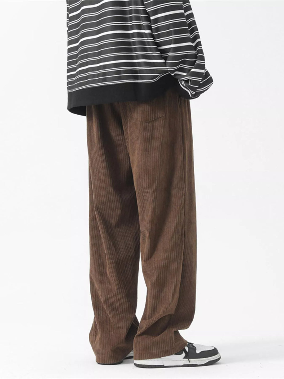 Men's Full Size Drawstring Wide Leg Corduroy Pants Plus Size, view 3