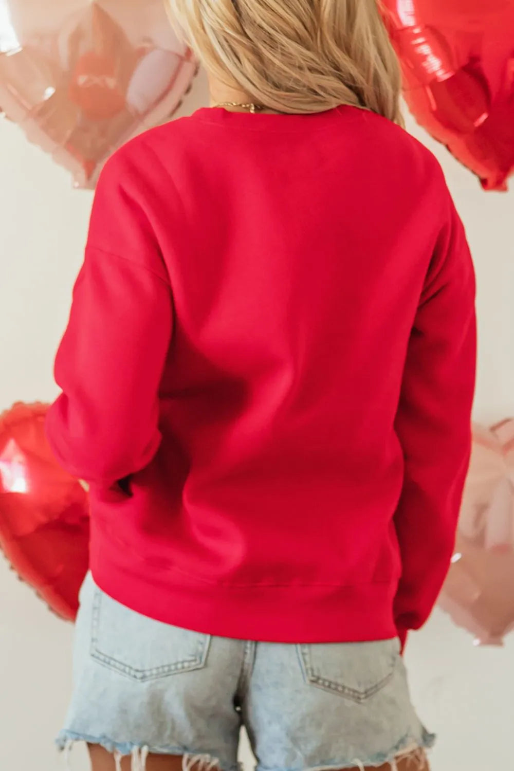 Valentine’s Day XOXO Round Neck Drop Shoulder Sweatshirt - Lilixa.store