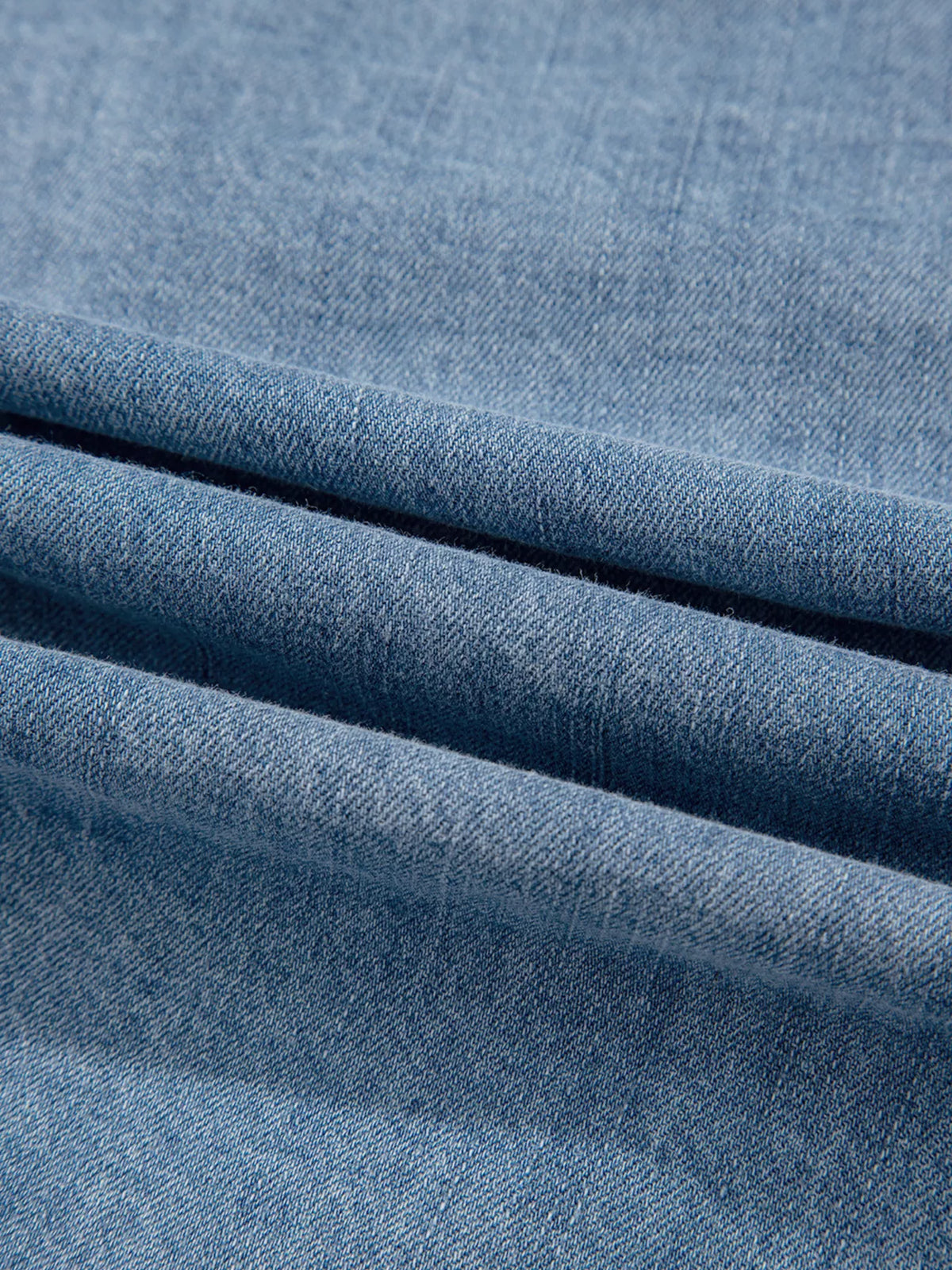 Tied Front Puff Sleeve Denim Top in Dusty Blue, view 11