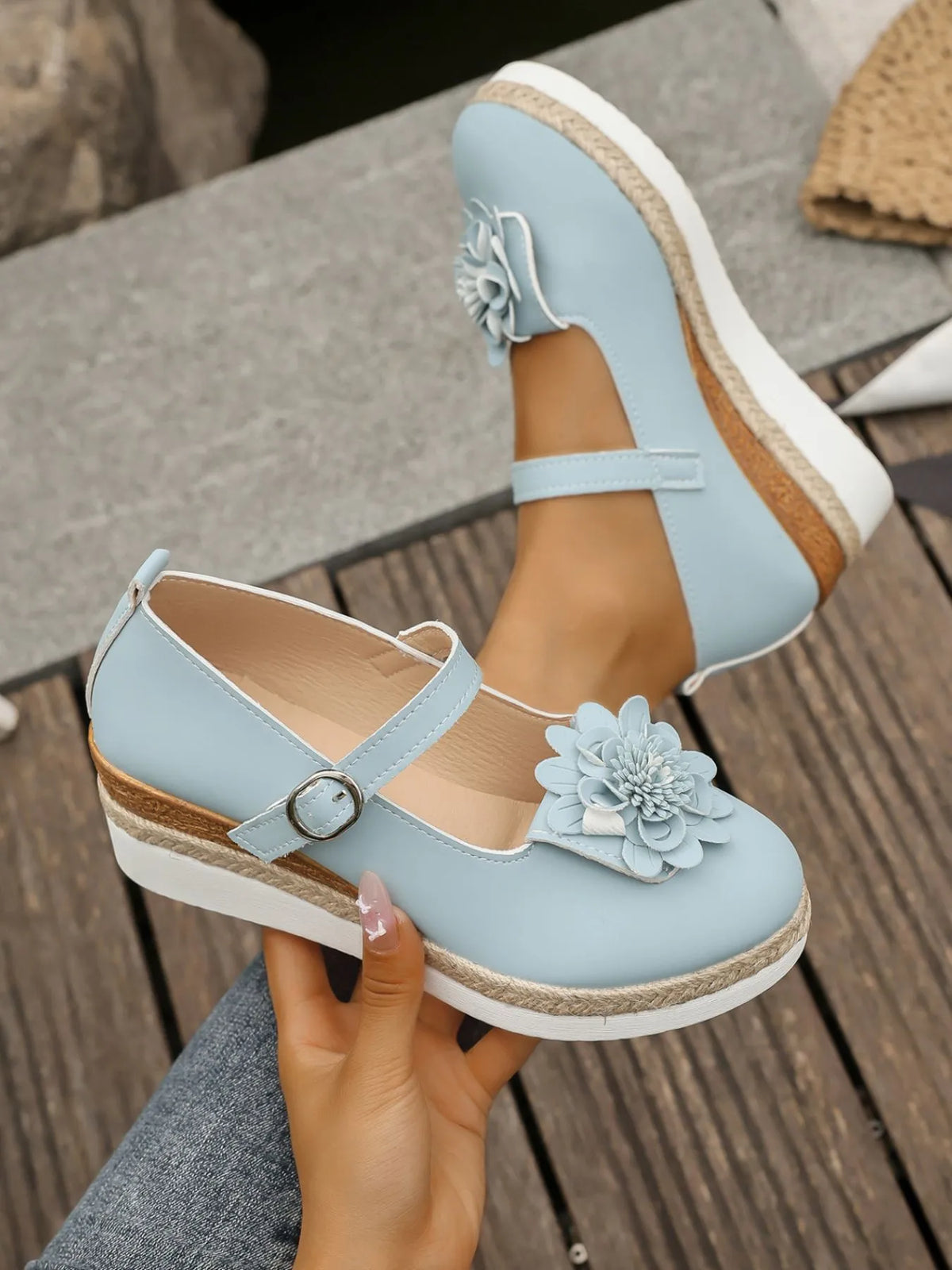 Flower Embellished Mary Jane Loafers, view 5