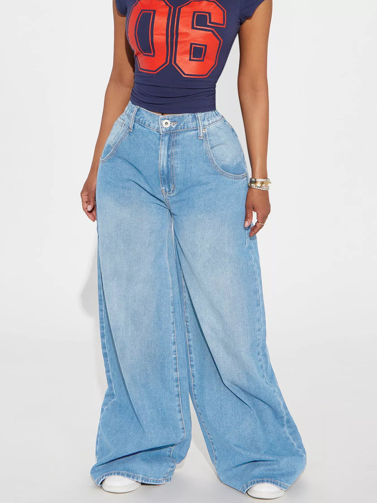 Full Size High-Waisted Wide-Leg Jeans Plus Size - Lilixa.store