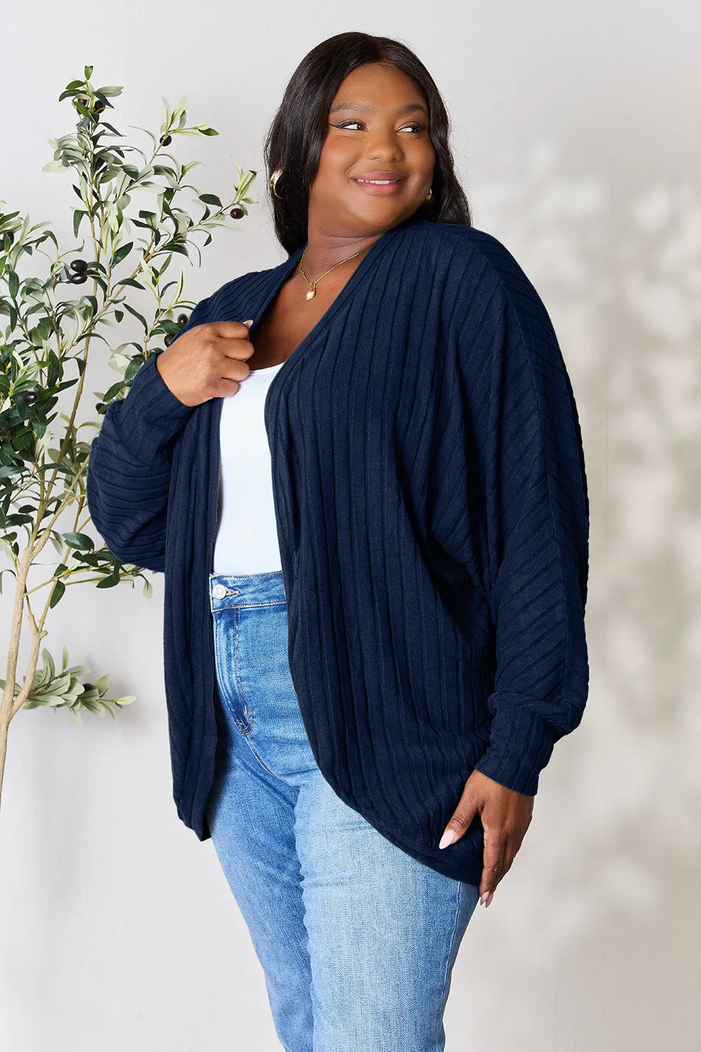 Basic Bae Full Size Ribbed Cocoon Cardigan - Lilixa.store