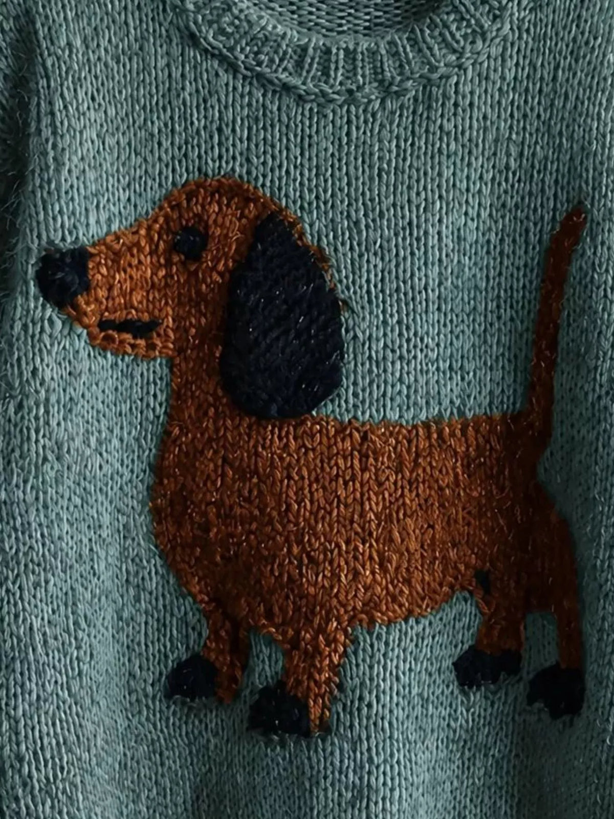 Dachshund Dropped Shoulder Sweater - Lilixa.store