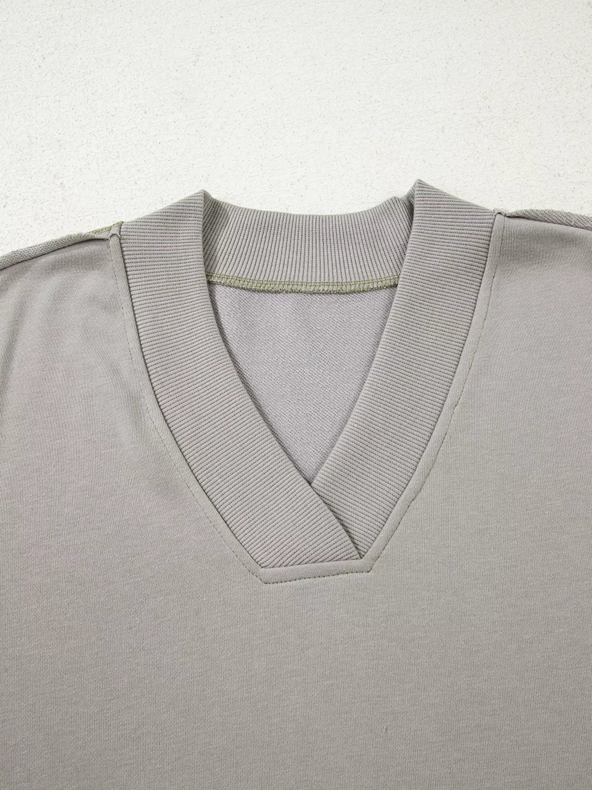 Aztec Embroidered Western V Neck Sweatshirt in Gray, view 5