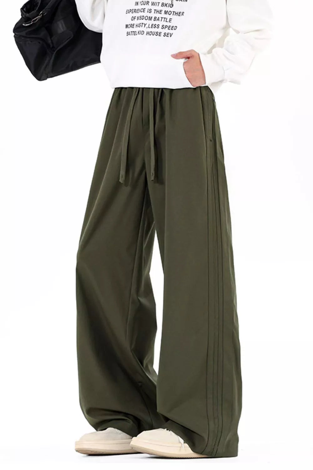 Men's Wide Leg Casual Pants in Army Green