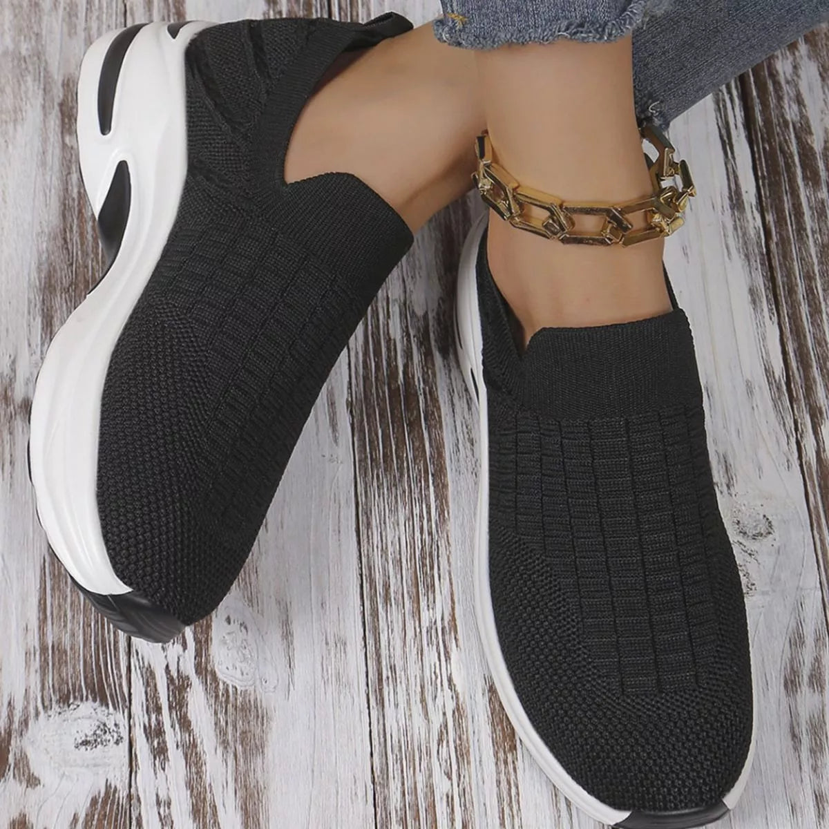 Round Toe Mesh Slip-Ons, view 4