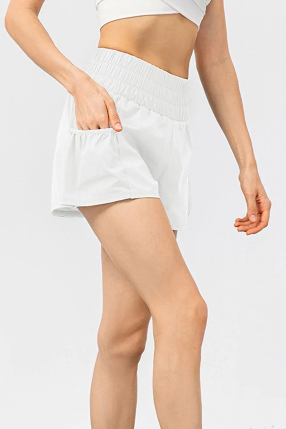 Elastic Waist Pocketed Active Shorts - Lilixa.store