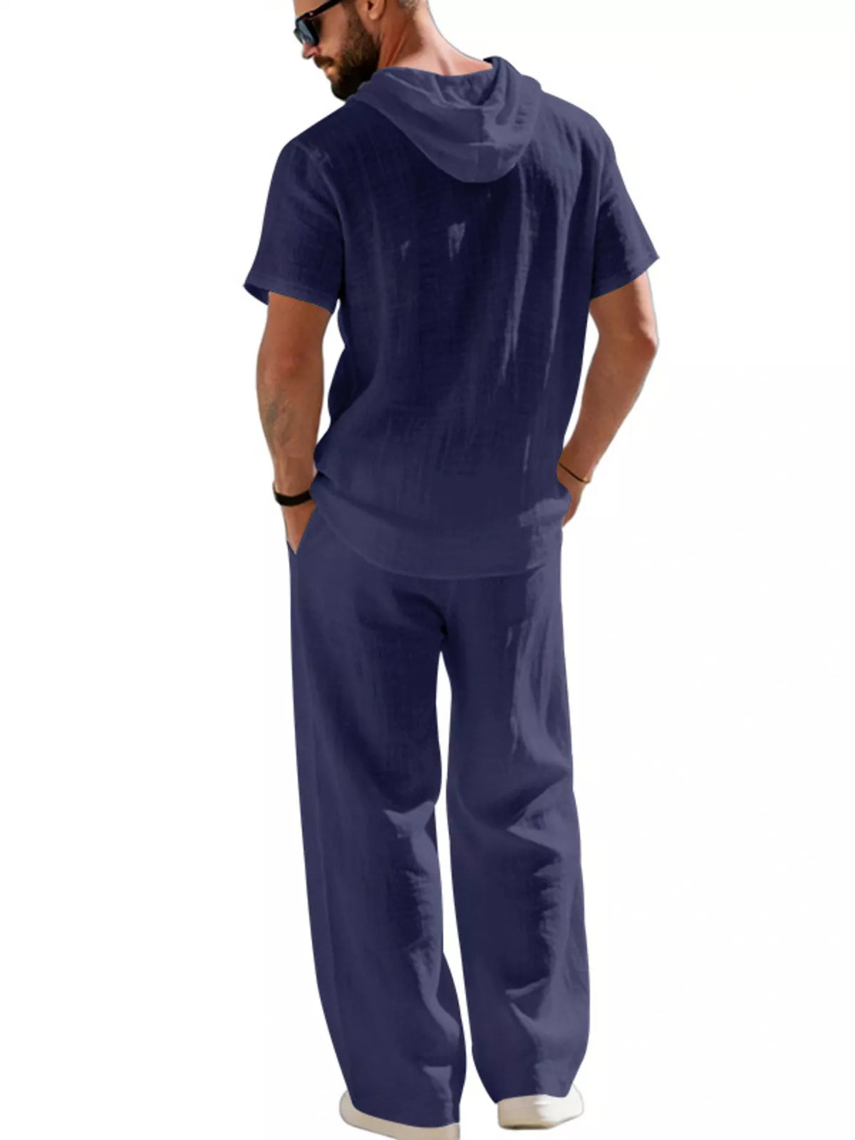 Men's Full Size Casual Hooded Short Sleeve Shirt and Pants Two-Piece Set Plus Size - Lilixa.store