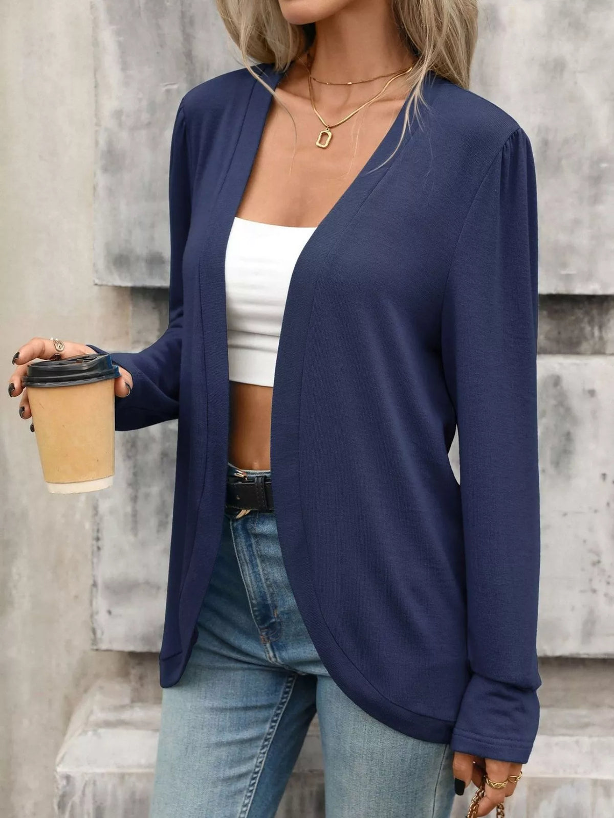 Open Front Long Sleeve Cardigan - Lilixa.store