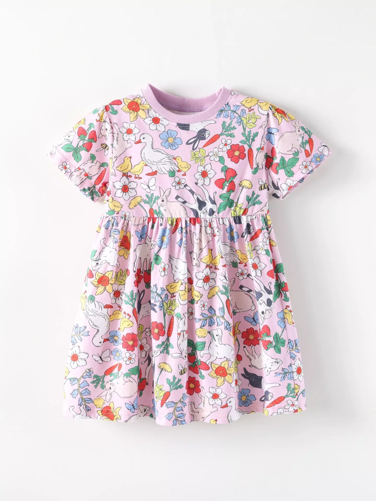 Children's Printed Round Neck Dress - Lilixa.store