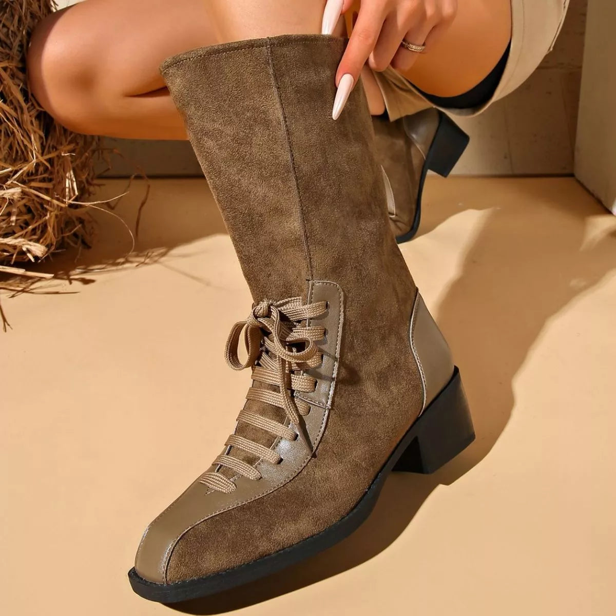 Mid-Calf Block Heel Boots - Lilixa.store