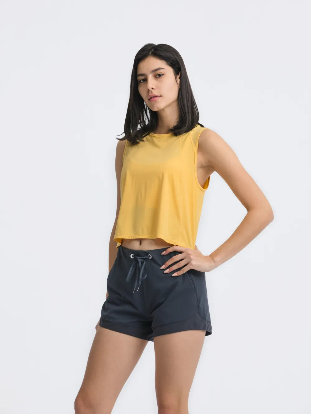 Millennia Round Neck Cropped Active Tank - Lilixa.store