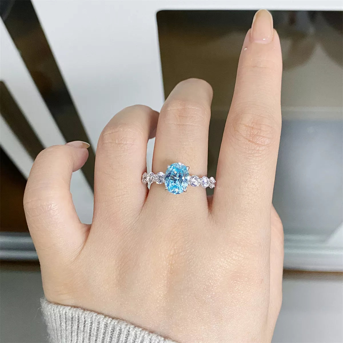 Ovale 925er Sterlingsilber Ring