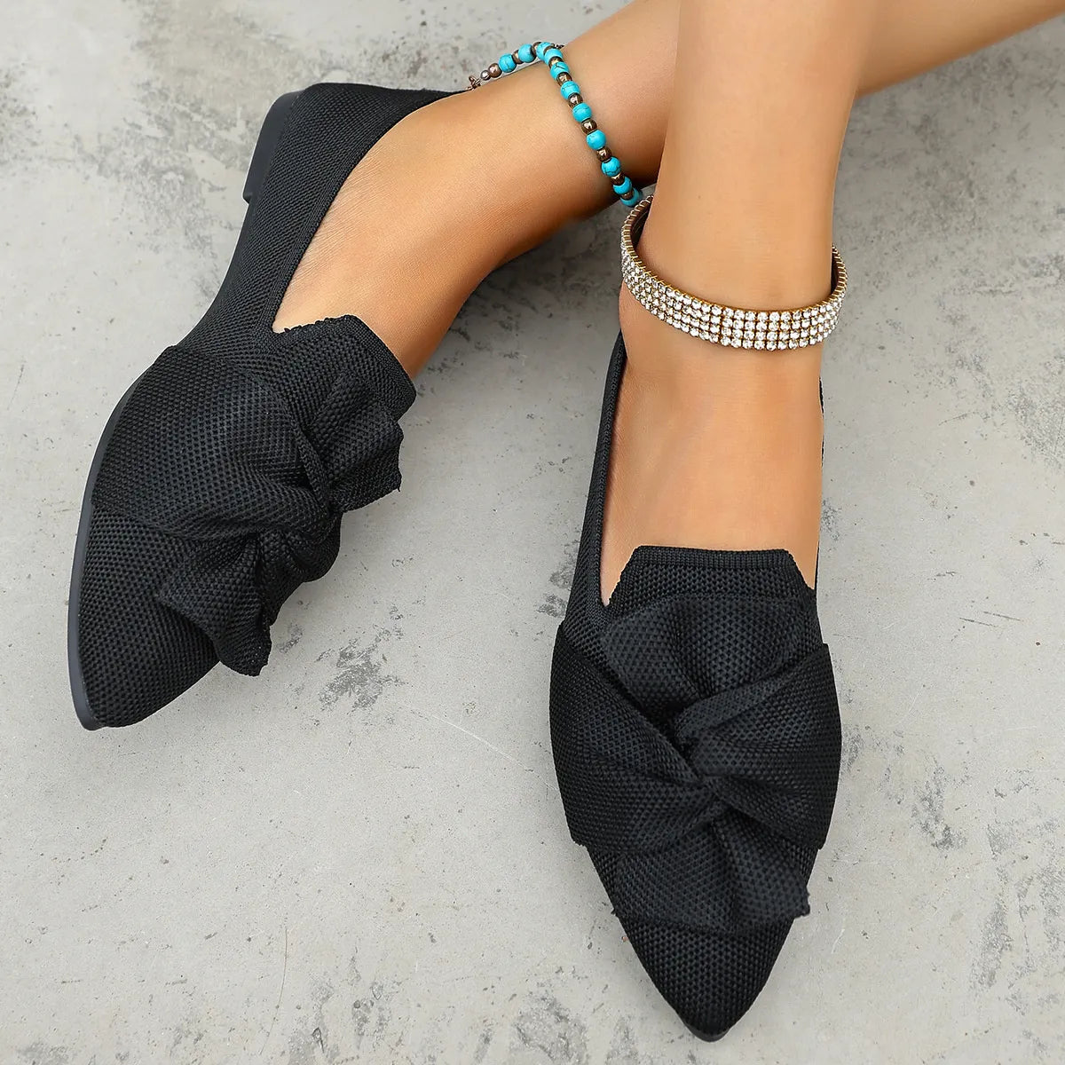 Bow Point Toe Flats Slip-Ons, view 5