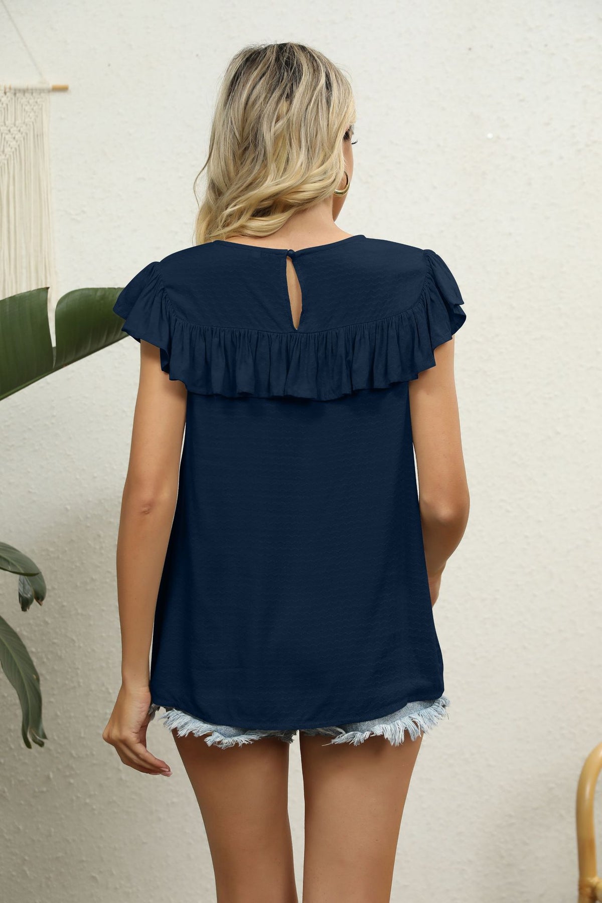 Spliced Lace Ruffled Blouse, view 8