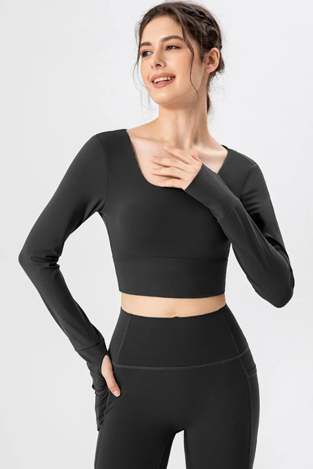 Square Neck Crisscross Active T-Shirt - Lilixa.store