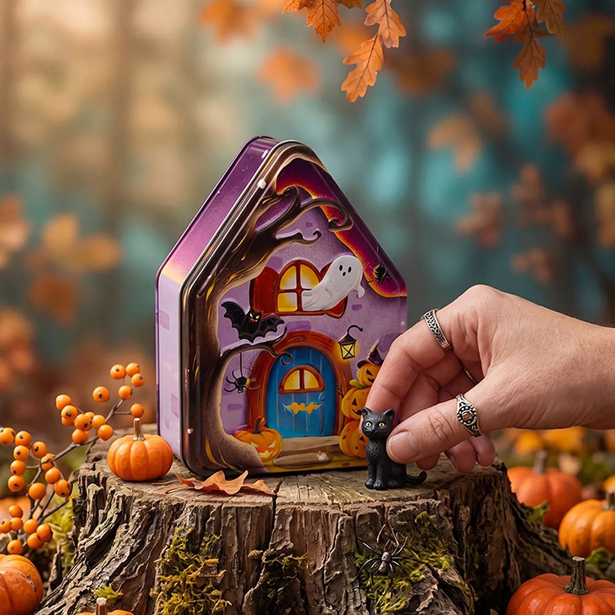 Halloween House Shaped Metal Candy Storage Box - Lilixa.store