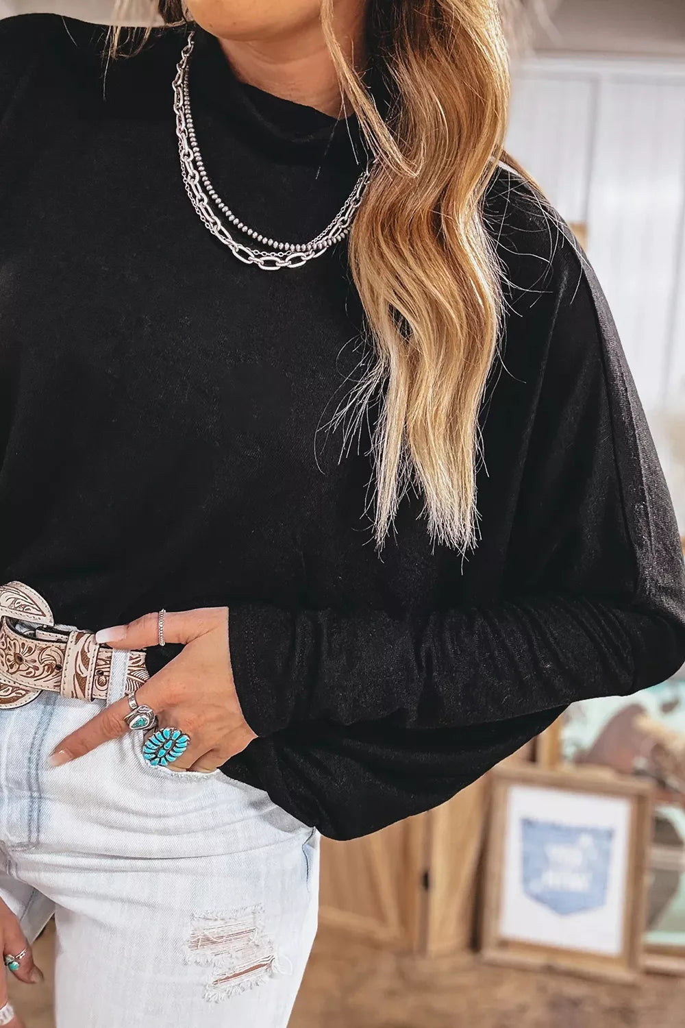 High Neck Long Sleeve Top - Lilixa.store