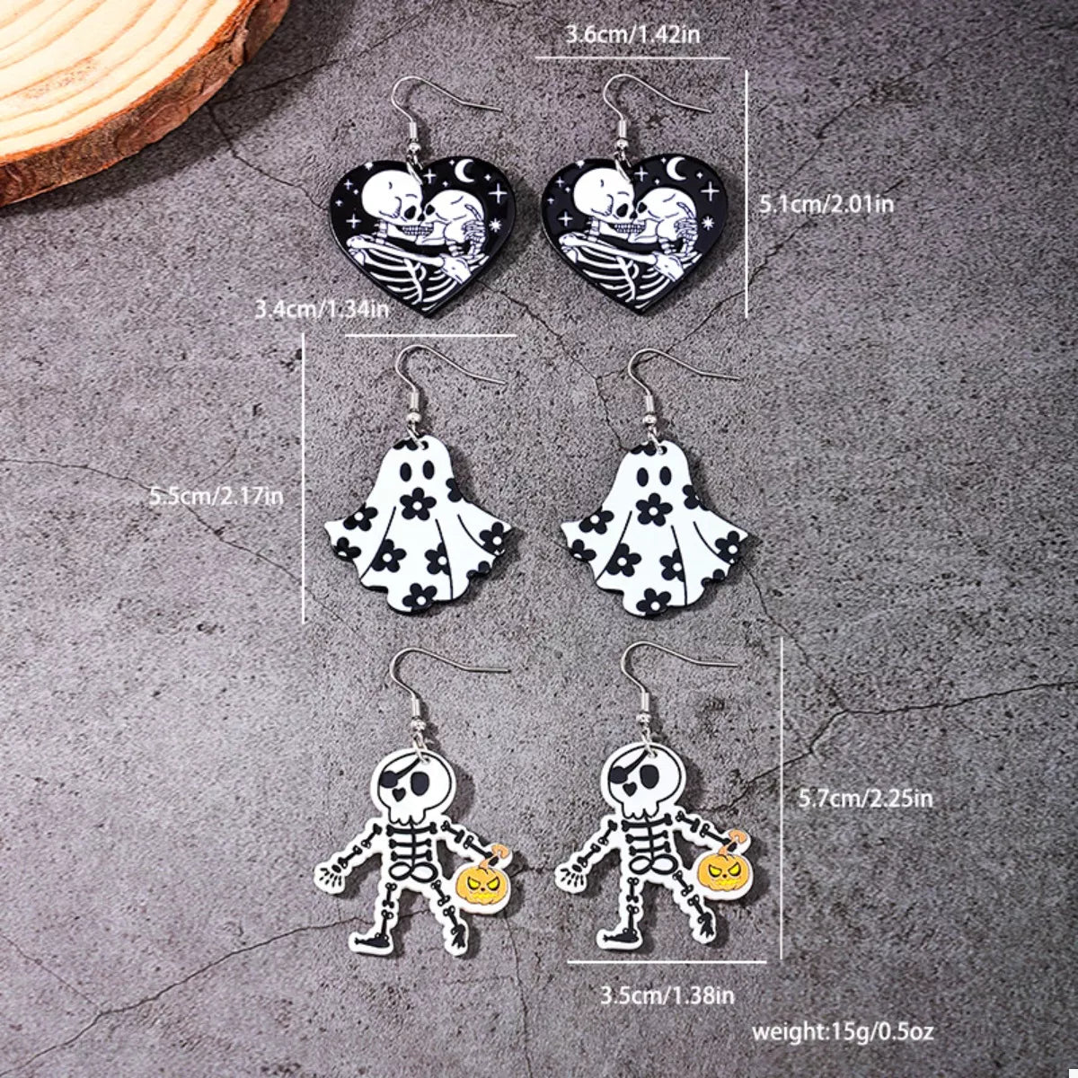 3 Pair Halloween Themed Acrylic Dangle Earrings - Lilixa.store
