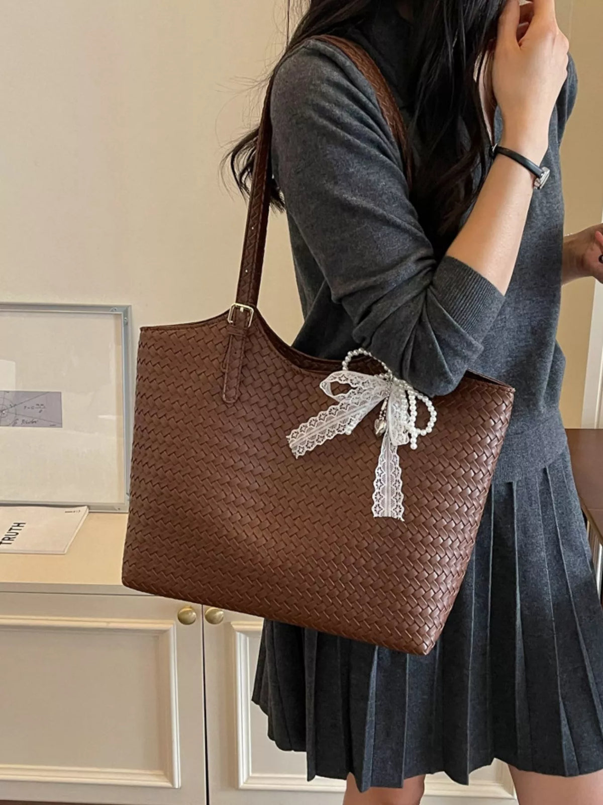 Woven Leather Shoulder Bag - Lilixa.store