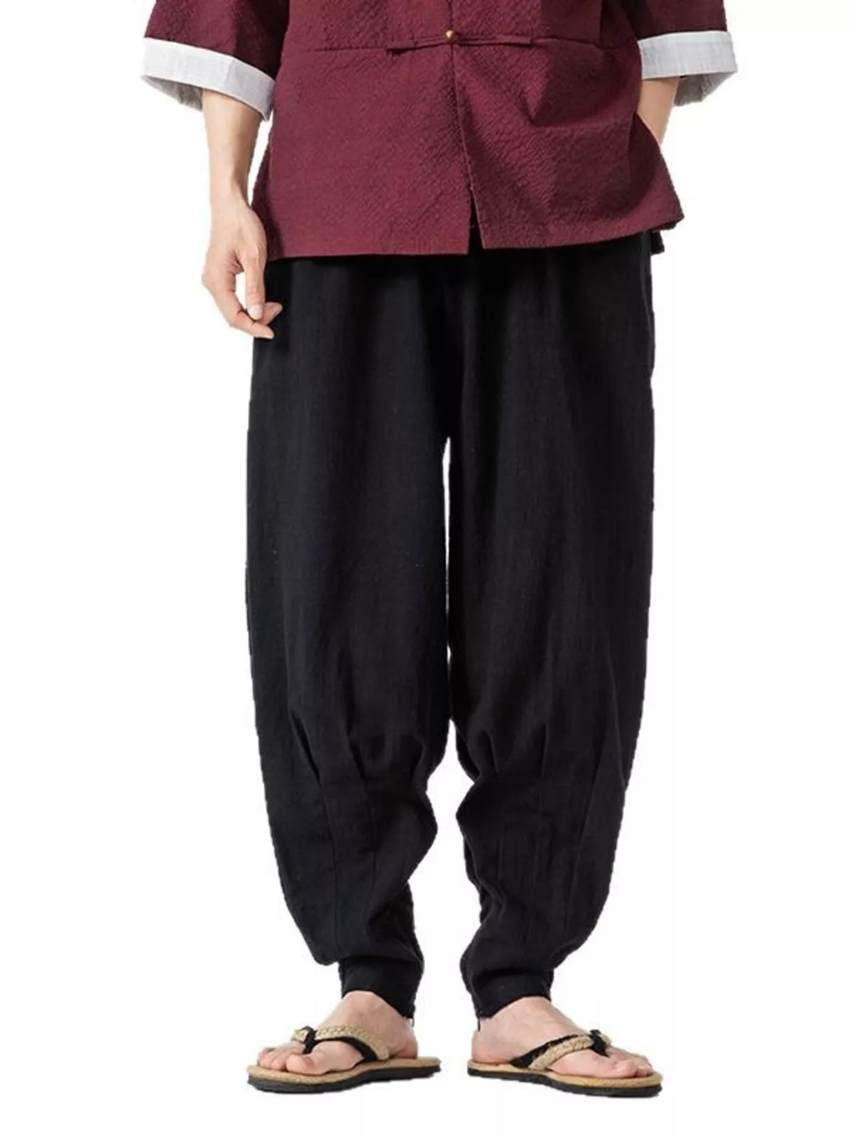 Men's Plus Size Loose Fit Harem Pants in Black