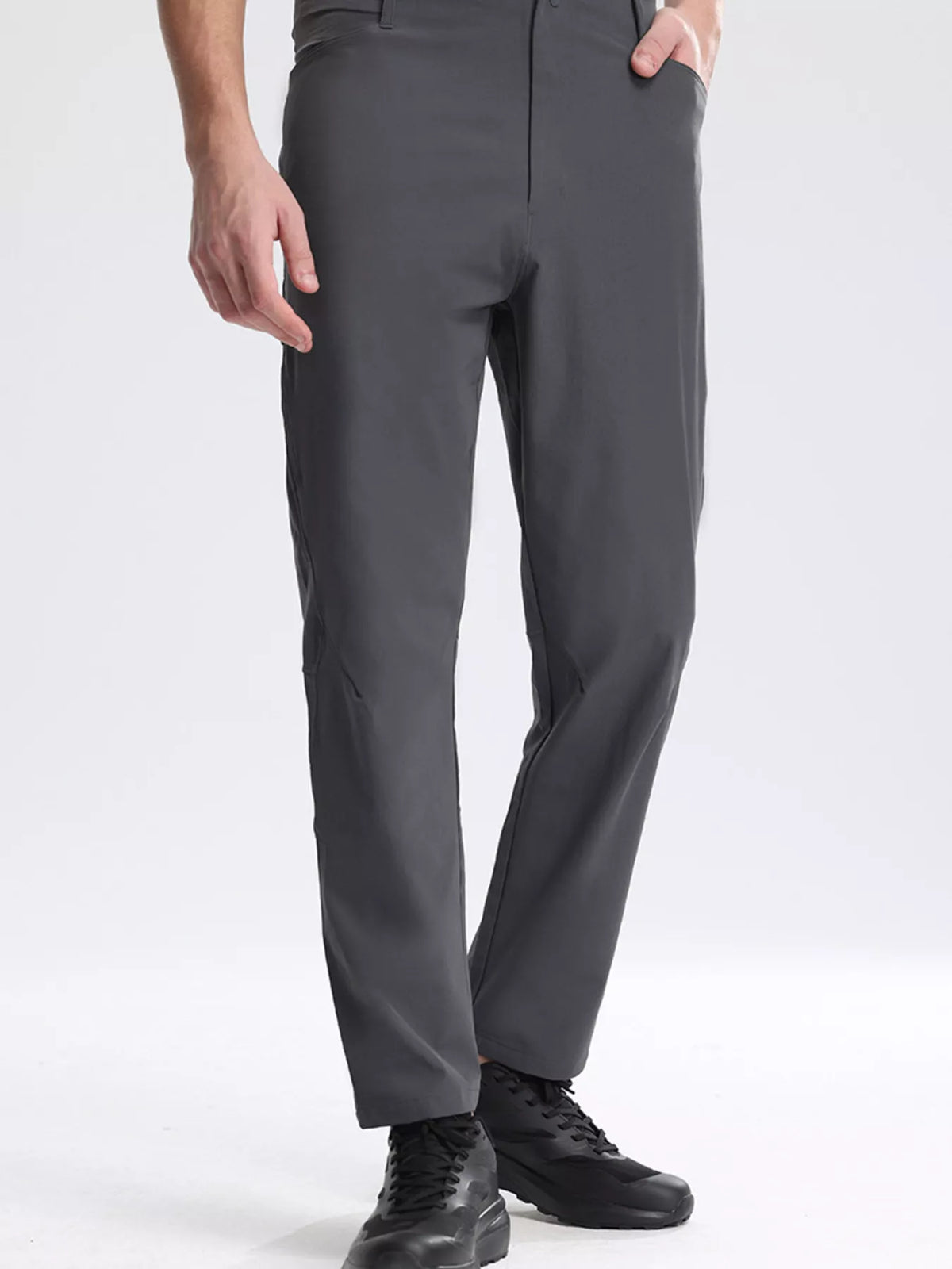 Men's Plus Size Lightweight Slim Fit Pants in Dark Gray