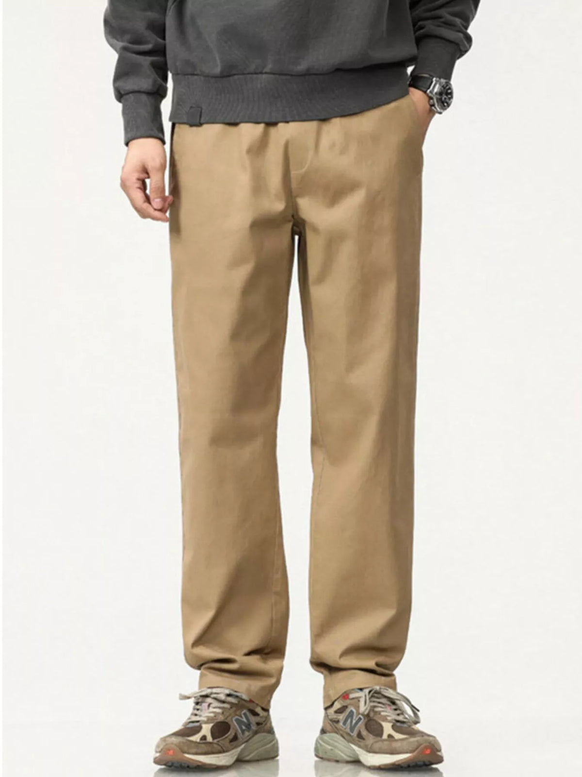 Men's Plus Size Casual Loose Fit Wide Leg Pants in Camel