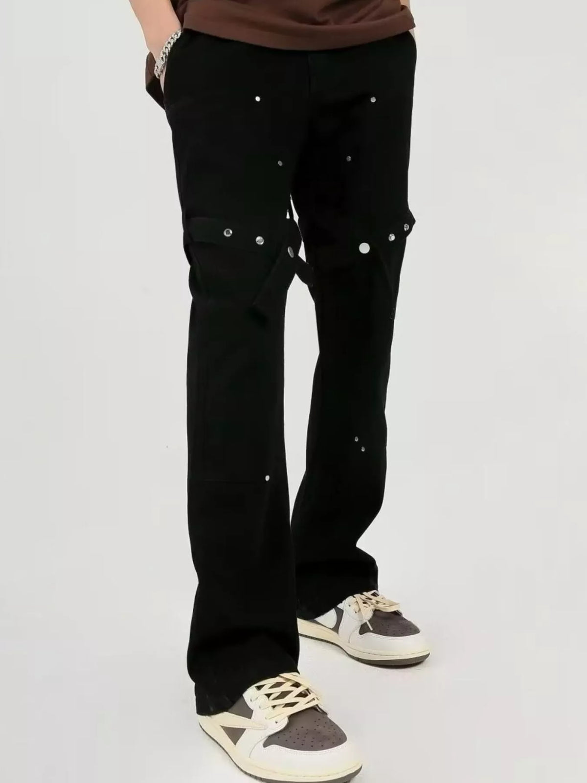Men's Plus Size Stud Embellishments Bootcut Pants - Lilixa.store