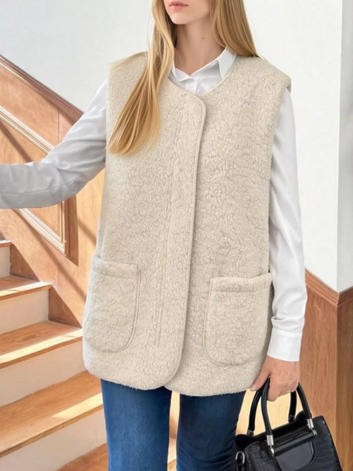 Sherpa Sleeveless Vest Coat - Lilixa.store