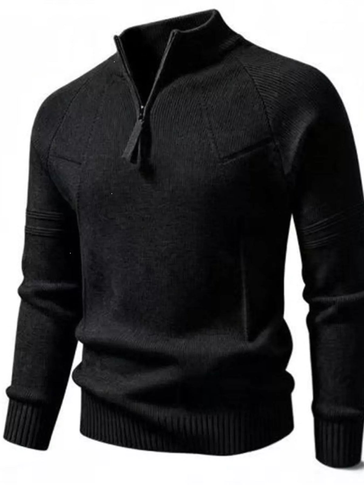Men's Plus Size Quarter-Zip Ribbed Knit Sweater - Lilixa.store
