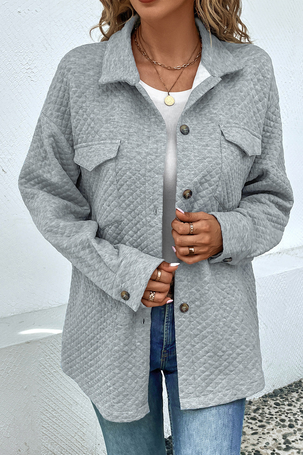 Button Down Collared Jacket - Lilixa.store