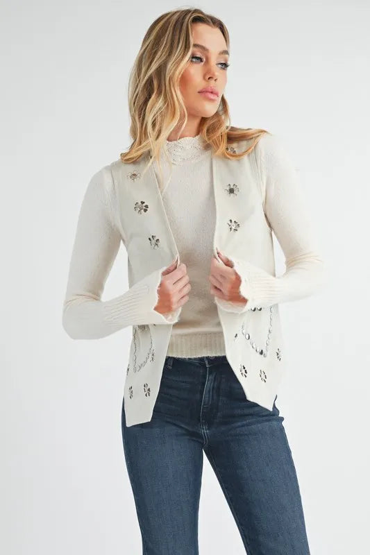 Aemi + Co Heart Rivet Detail Suede Vest Coat - Lilixa.store