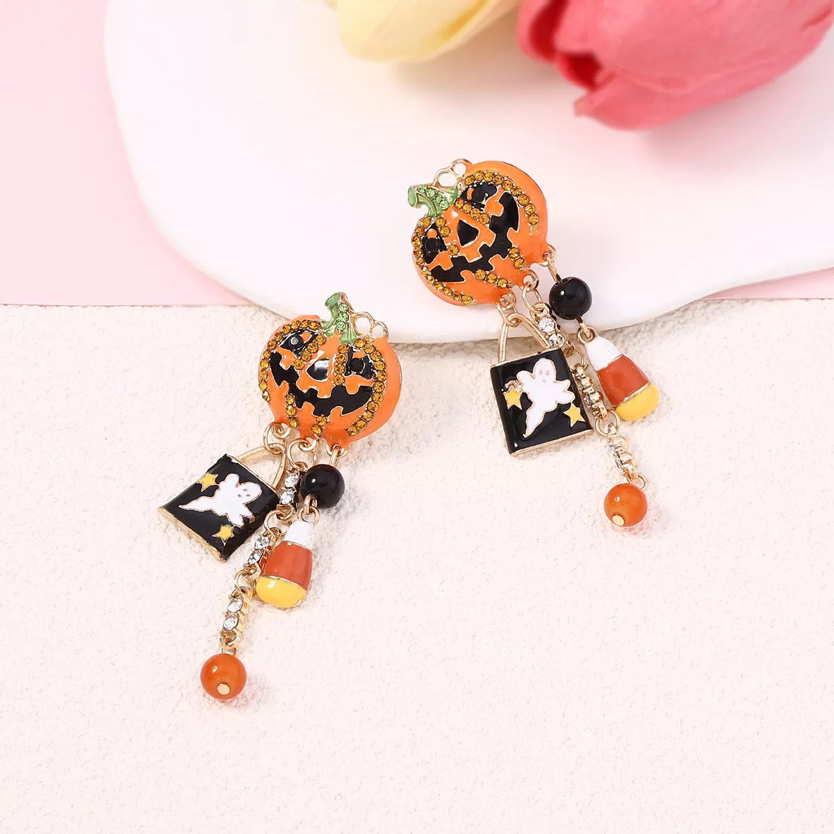 Halloween Pumpkin Ghost Dangle Earrings - Lilixa.store