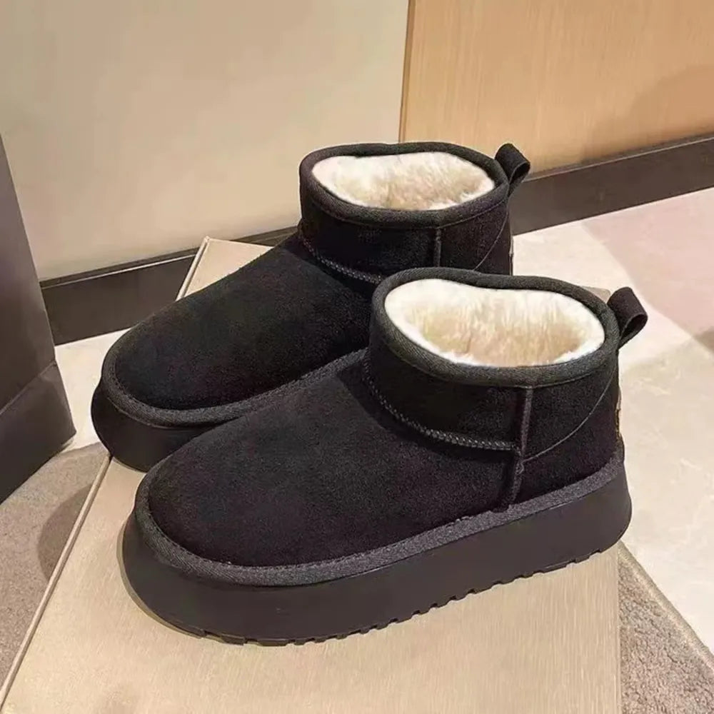 Fleece Lined Chunky Platform Mini Boots - Lilixa.store