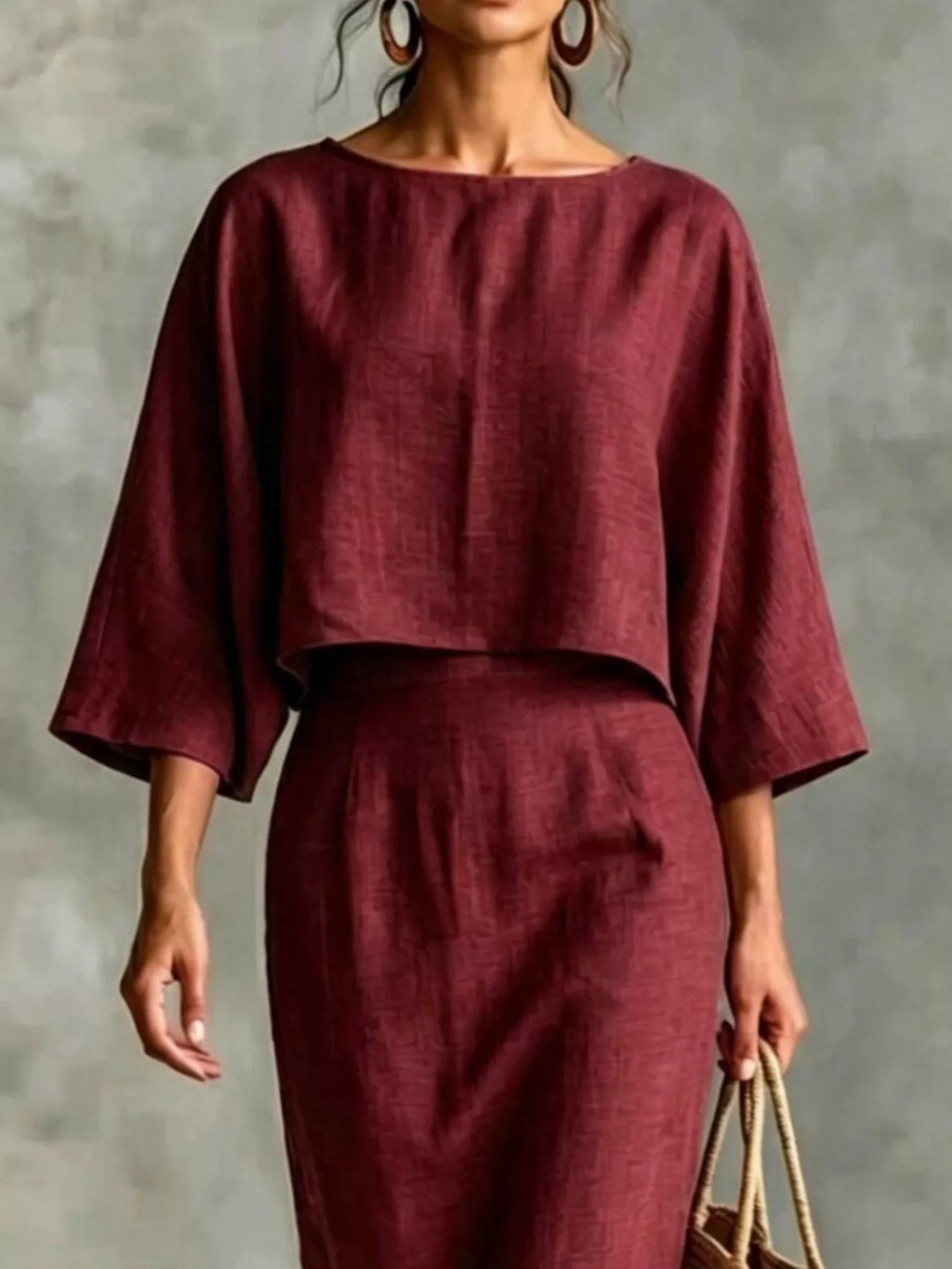 Full Size Solid Color Cropped Top and Midi Skirt Set Plus Size - Lilixa.store