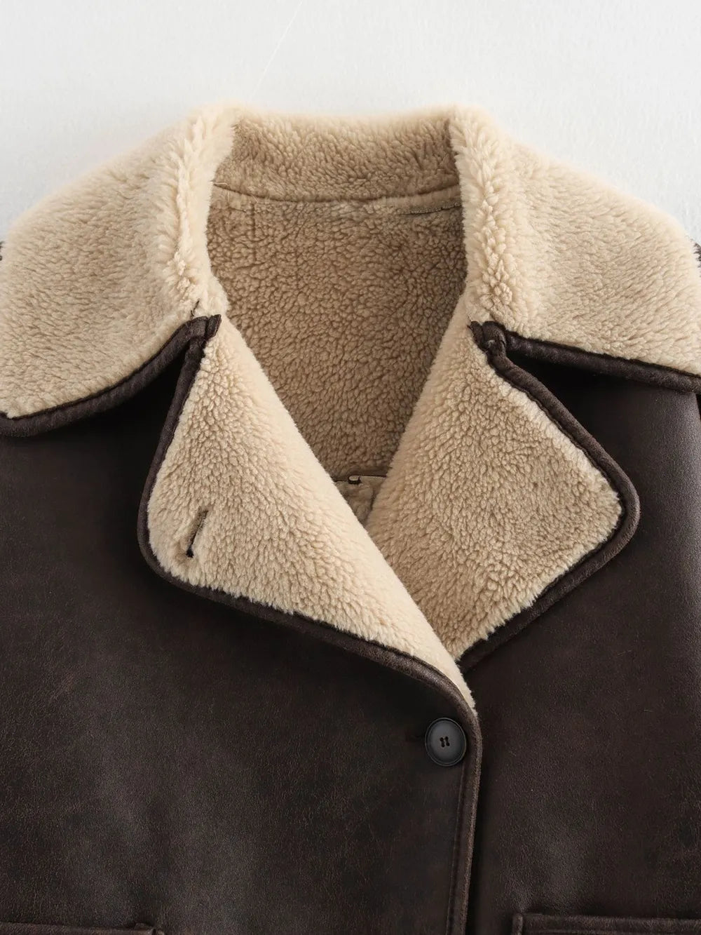 Collared Neck Long Sleeve Plush Jacket, view 9