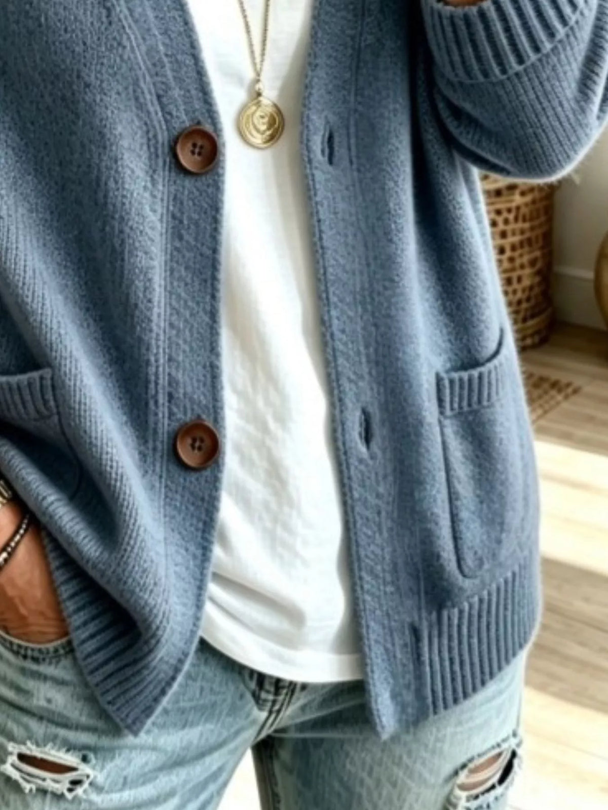 Full Size Button Up Raglan Sleeve Cardigan Plus Size