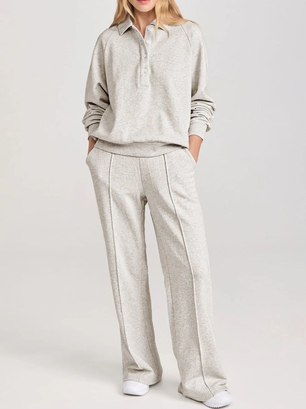 Collared Sweatshirt and High Waist Pants Active Set - Lilixa.store