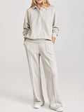 Collared Sweatshirt and High Waist Pants Active Set - Lilixa.store