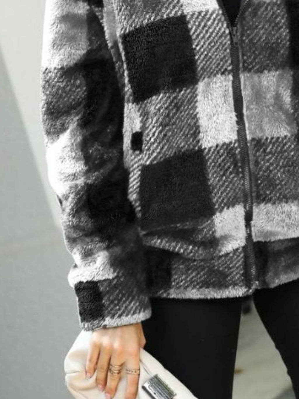 Plaid Zip-Up Collared Jacket - Lilixa.store