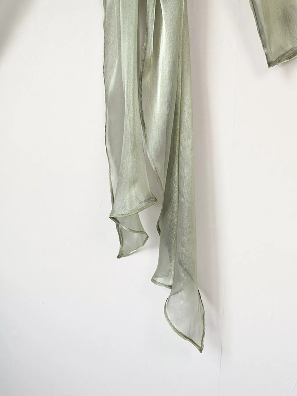 Sheer Front Tie Detail Long Sleeve Shirt - Lilixa.store