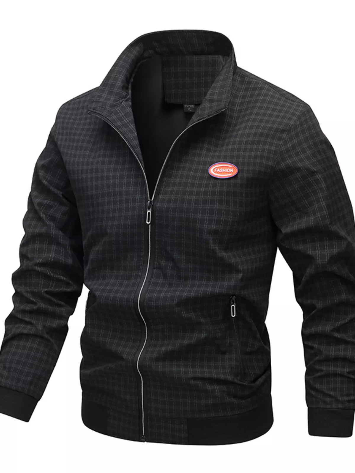 Men's Plus Size Plaid Lightweight Zip-Up Jacket - Lilixa.store