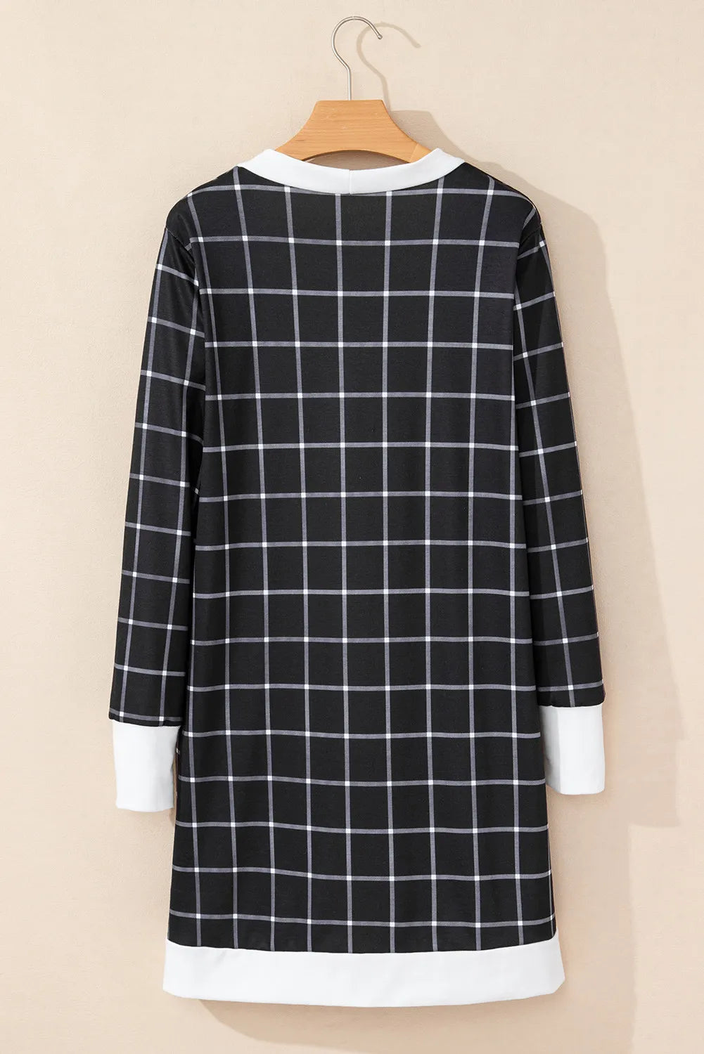 Plaid Open Front Long Sleeve Cover Up - Lilixa.store