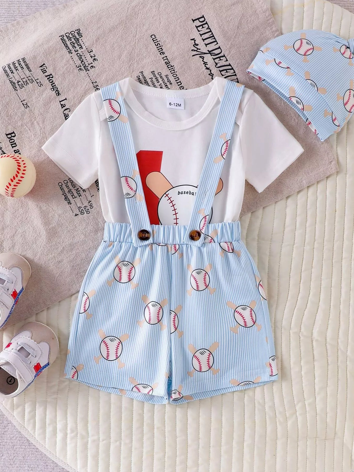 Children's Baseball Themed Bodysuit and Suspender Set - Lilixa.store
