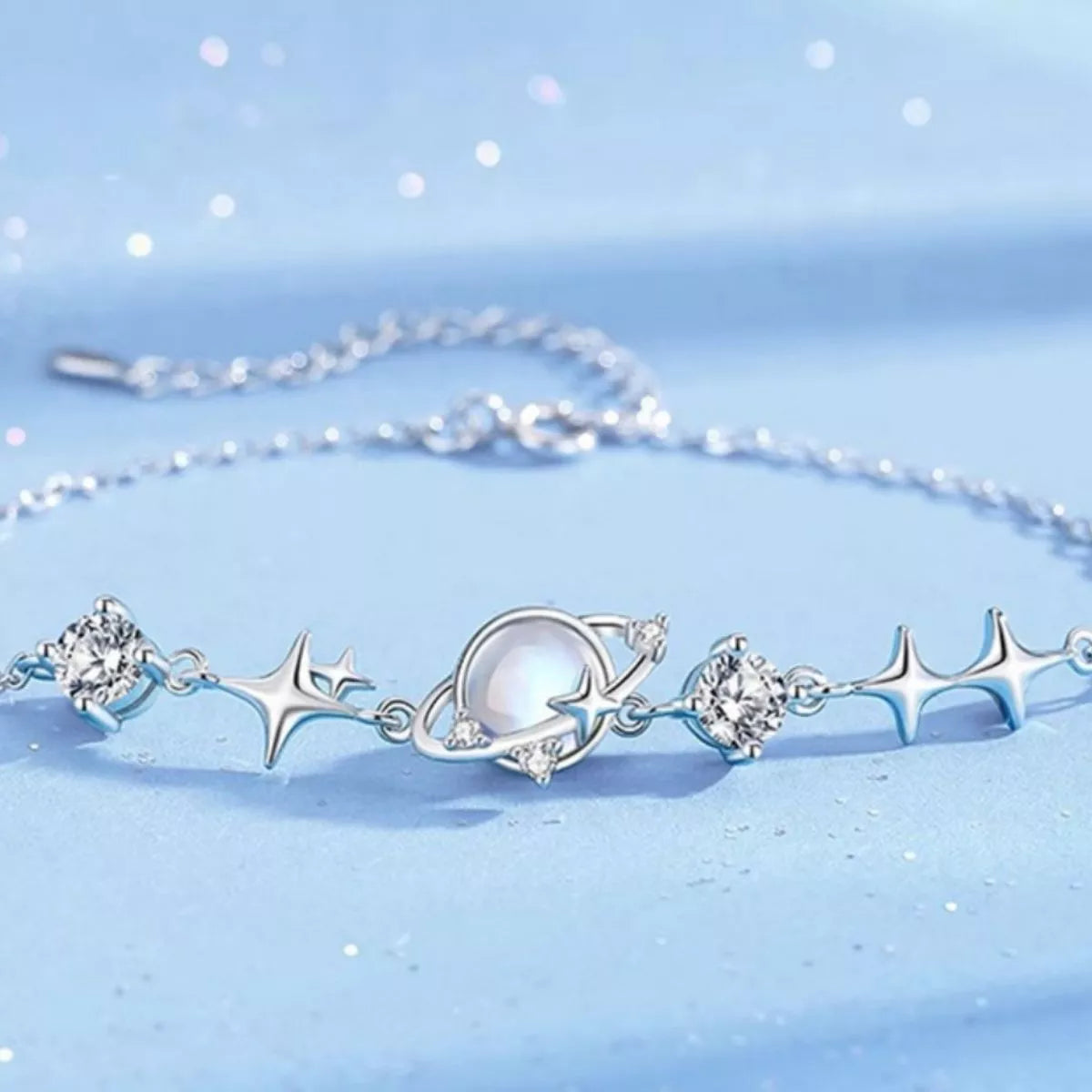 925 Sterling Silver Zircon Star Adjustable Bracelet - Lilixa.store
