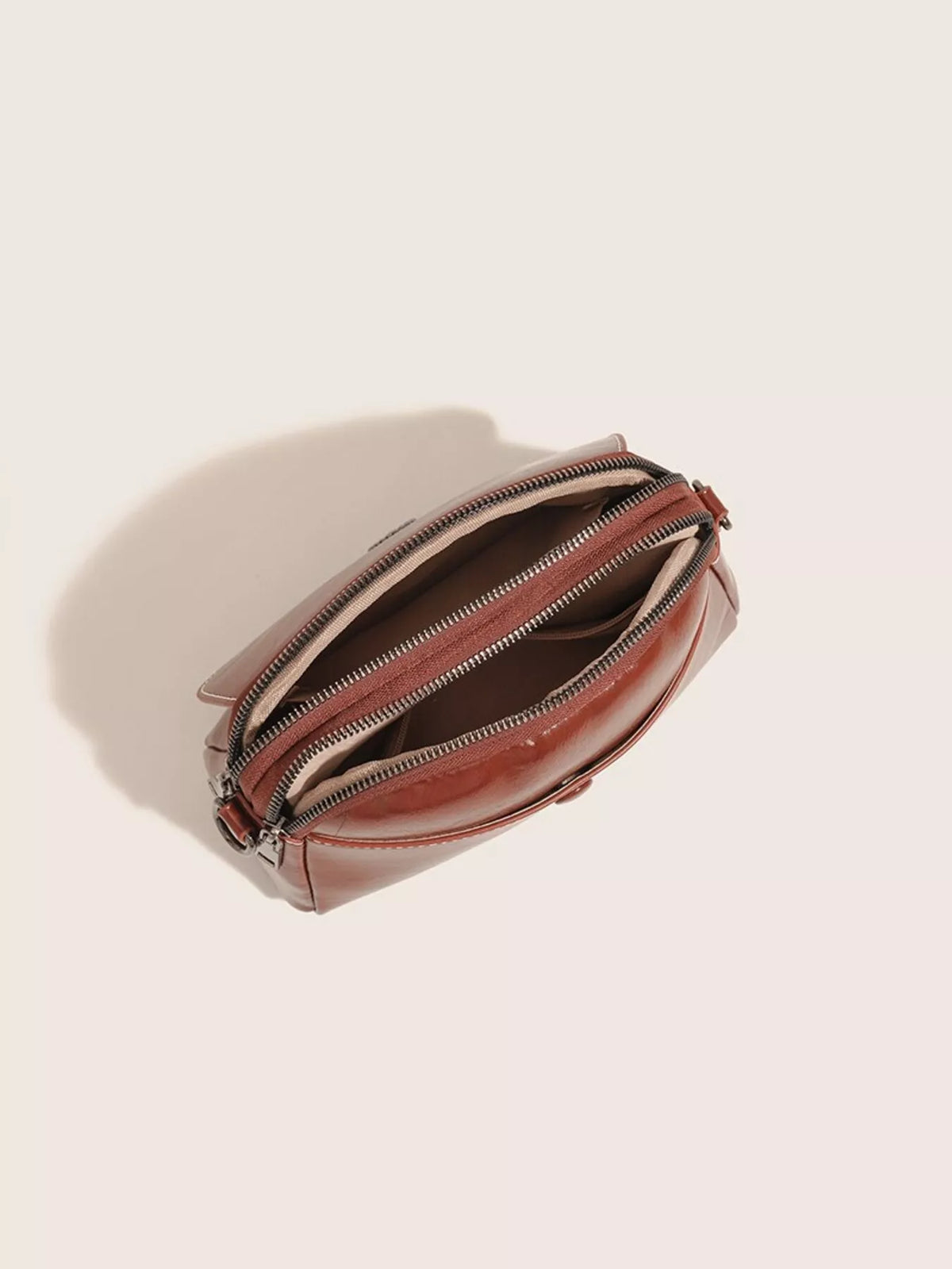 PU Leather Crossbody Bag with Metal Emblem Detail in Brown, view 11